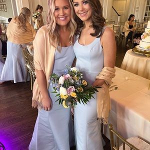 Amsale blue bridesmaid dress